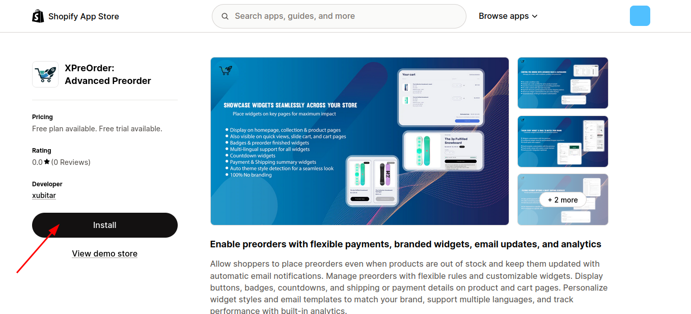 Step 1 - Shopify App Store Page